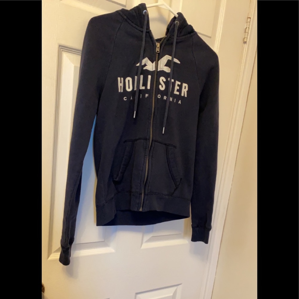 Navy Blue Zip Up Hollister Sweater